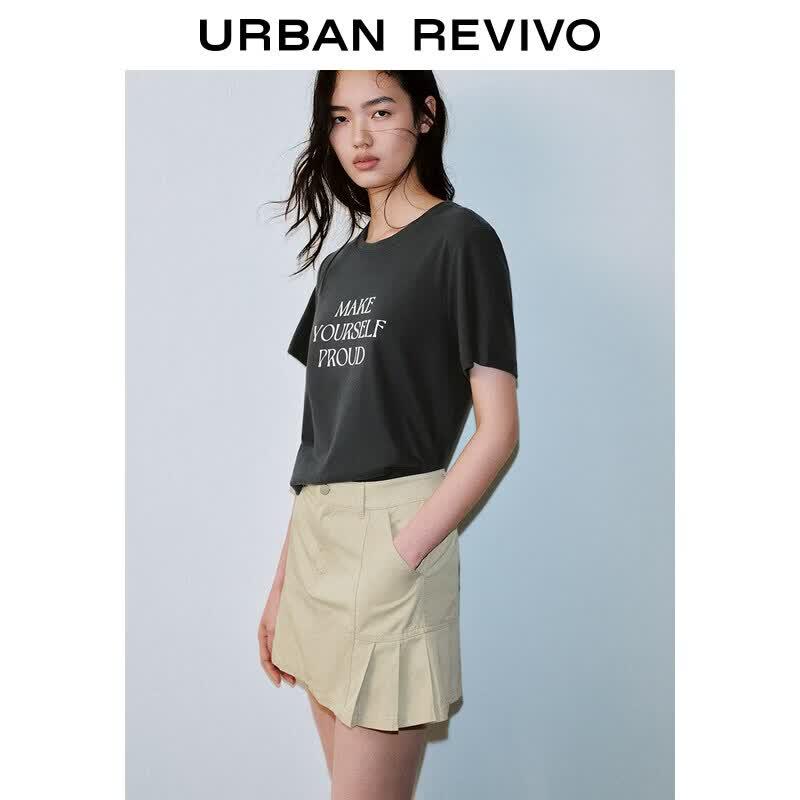 UR2026 Women s Letter Print Round Neck T-shirt L