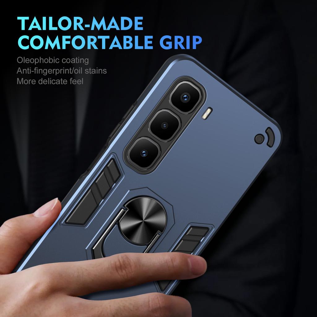 For Infinix Hot 60 Pro+ 4G Case PC+TPU Drop Defend Phone Cover with Ring Kickstand