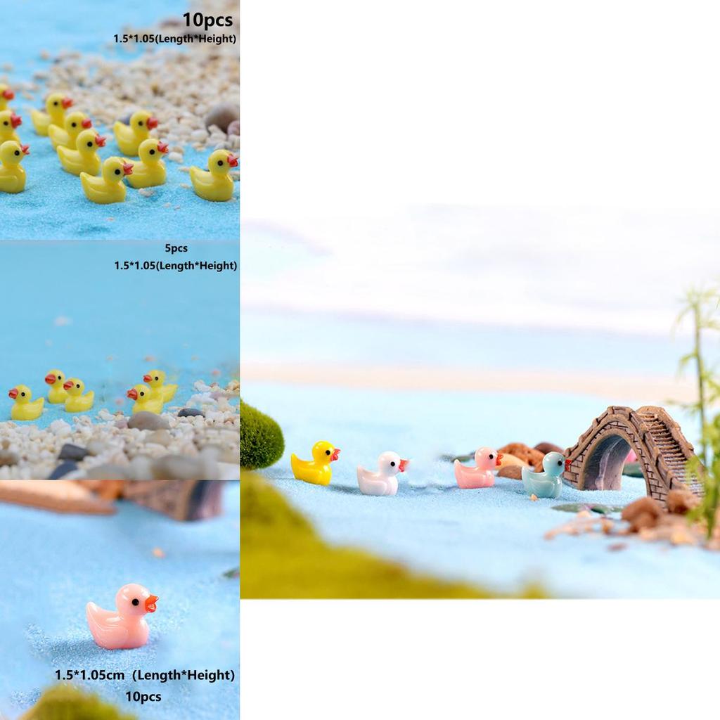 Adorable 5 Colors Mini Colorful Duck Resin Ornaments For Charming Micro Landscapes