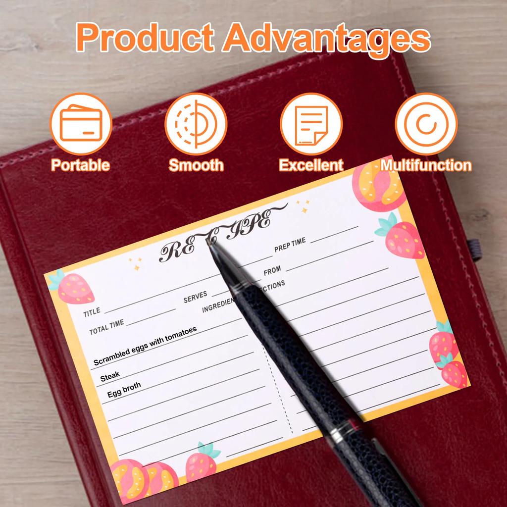 100 Sheets Recipe Cards Set Thickened 16x11cm Double Sided Blank Recipe Cards Dining Room Wedding Party Table Decor Recipe Cards