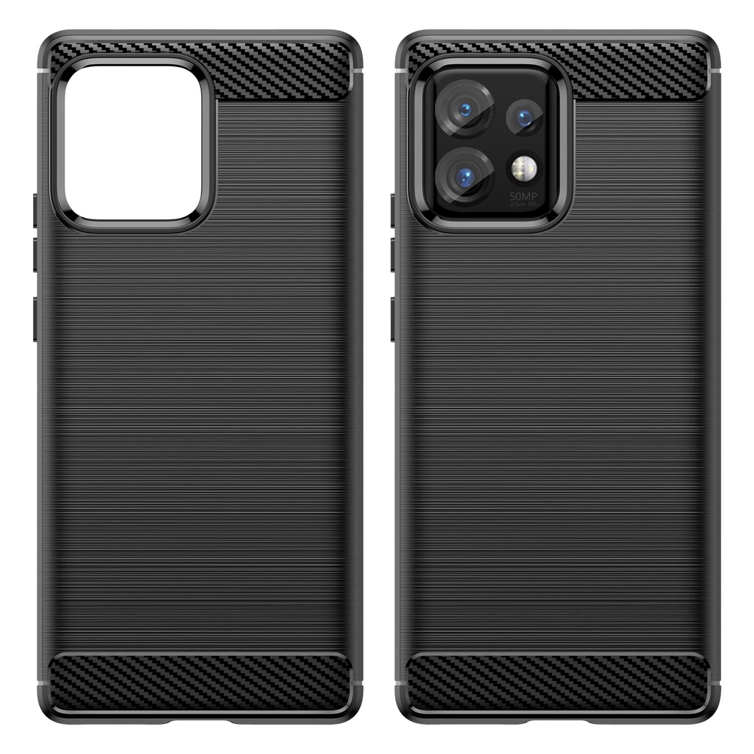 

For Motorola Moto X40 5G/Edge+ (2023)/Edge 40 Pro 5G Fall Protection Carbon Fiber Texture TPU Protective Phone Cover Brushed Mobile Phone Case Black