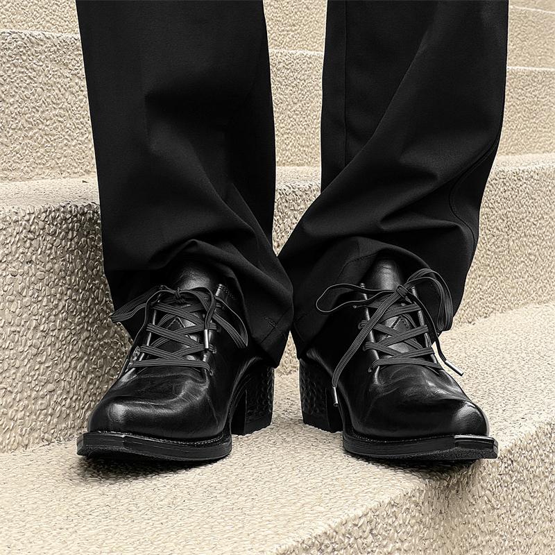 2025New Genuine Leather Casual Derby Shoes Men British Style Comfy Platform Lace-up Business Shoe Handmade Designer Tooling Shoe