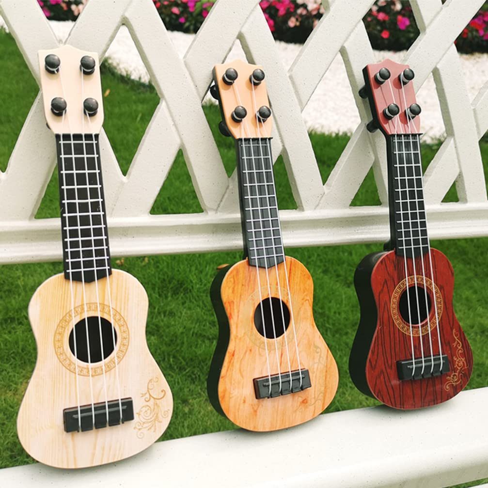 Zerodeko Ukulele Mini Plastic Ukulele Model Beginner Musical Musical Learning Toy Kids' Guitar, Toy, Instrument, (Beige)
