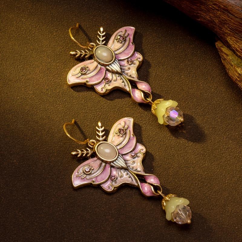 Orecchini a Farfalla Smaltati Eleganti Ispirati all'Artigianato Vintage Adatti per l'Uso Quotidiano delle Donne o Accessori per Feste