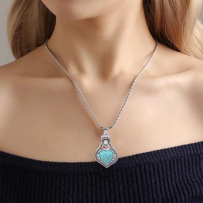 2 pz/set stile etnico finto turchese collana orecchini set donne brillanti strass intarsiato pendente collana gancio orecchini set di gioielli