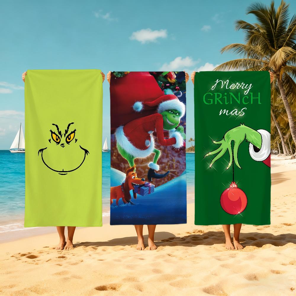 G-g-gRINCH-h-h Anime Towel Large Quick-Drying Microfiber Soft Beach Towel for Travel Fitness Sauna Bathing Camping