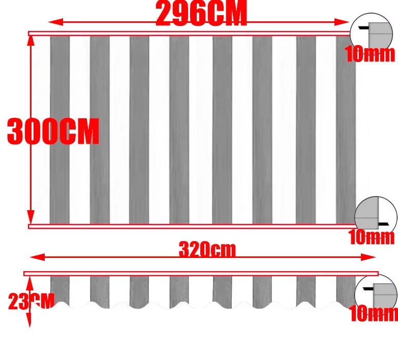 Outdoor Retractable Telescopic Canopy White+Gray Stripes 10cm Space Courtyard Awning Replacement Fabric IP4 Waterproof Cloth