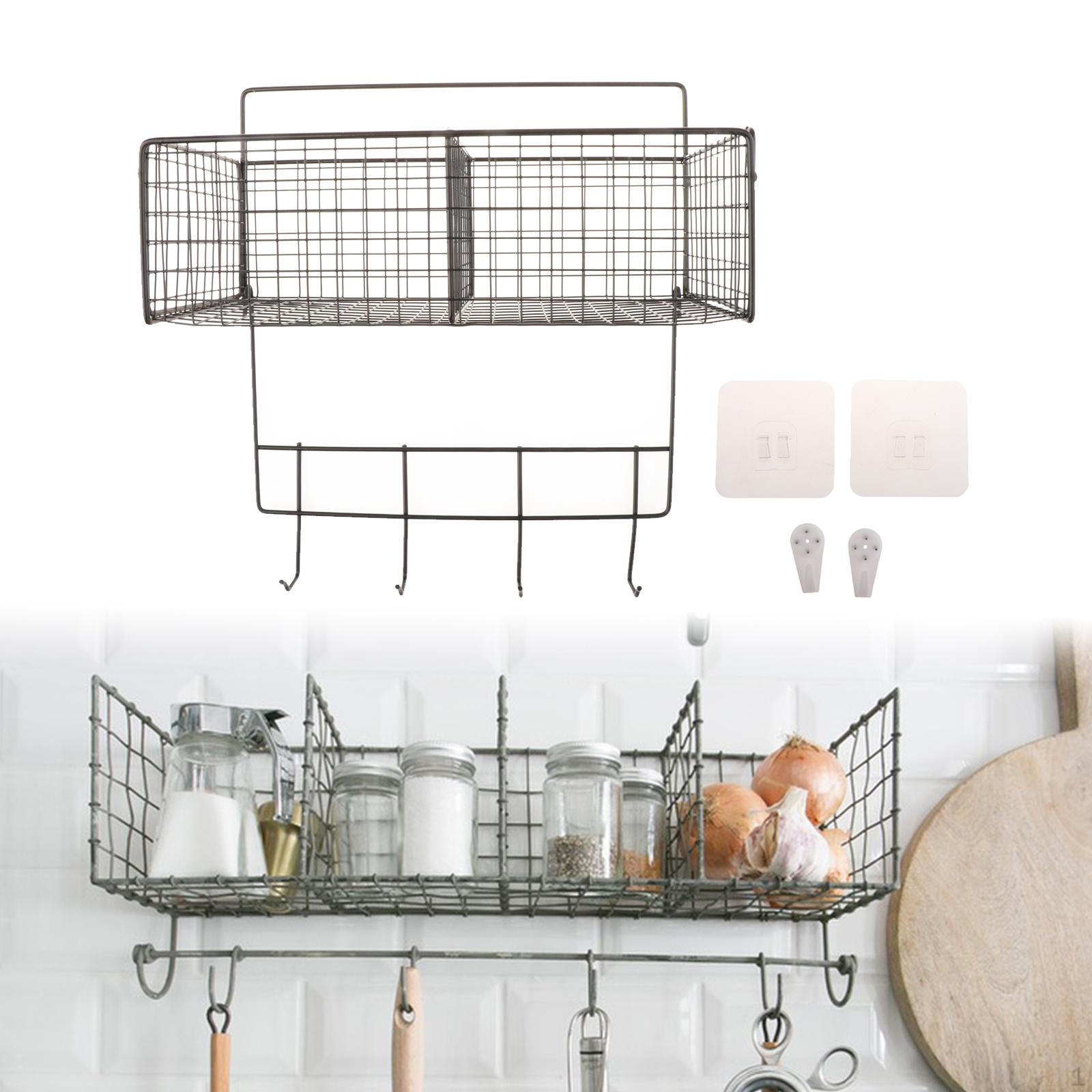 Корзина для хранения на стене кухни 10x5 дюймов многофункциональная для домашнего хозяйства прочная имбирь чеснок чёрный