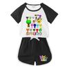 Kids' Summer Color Block Sports Set: Short Sleeve T-shirt & Hot Pants