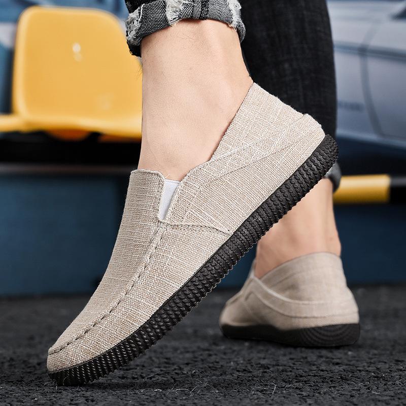 Líné plátno měkké dno prodyšné ležérní pánské celočerné pracovní staré pekingské látkové boty