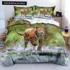 3D Tiger Duvet Cover Soft Comforter Cover Animal Bedding Set Tiger Pattern Quilt Cover for Bedroom Decor 2/3Pcs King Queen Size