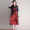Fashion Casual Women Long sleeve Long Dress  Printed Loose Dress