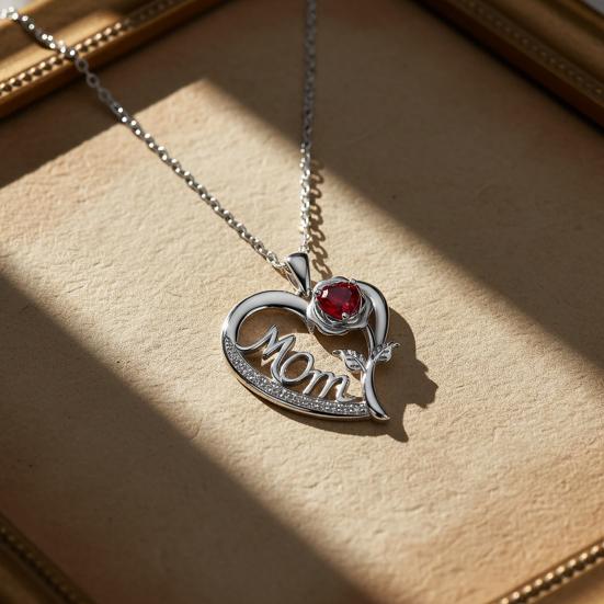 Halskette mit Liebesbotschaft „Mom“ und Rosenanhänger aus einer eleganten Legierung – das perfekte Geschenk zum Muttertag, für jeden Tag und für Partys.