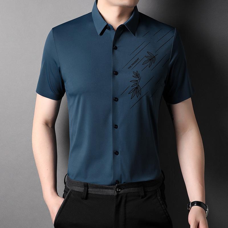 Summer New Young and Middle-Aged Men's Thin Shirt Short Sleeve Lapel Casual Business Cardigan Dad