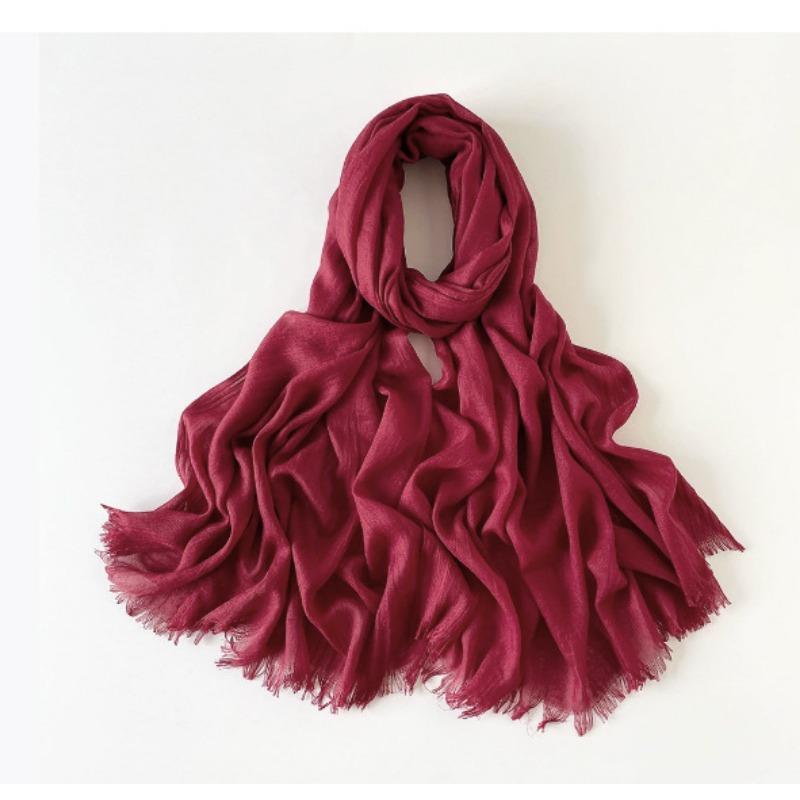 Summer Versatile Cotton and Linen Scarf Shawl Lengthened Solid Color Yarn Shawl Sunscreen Shawl Simple Scarf Silk Scarf Women