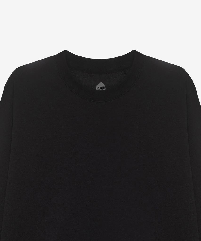 BASIC HOUSE Women'S Cool Sorona Semi-Overfit Round Neck Long Sleeve T-Shirt Black Lzts3201