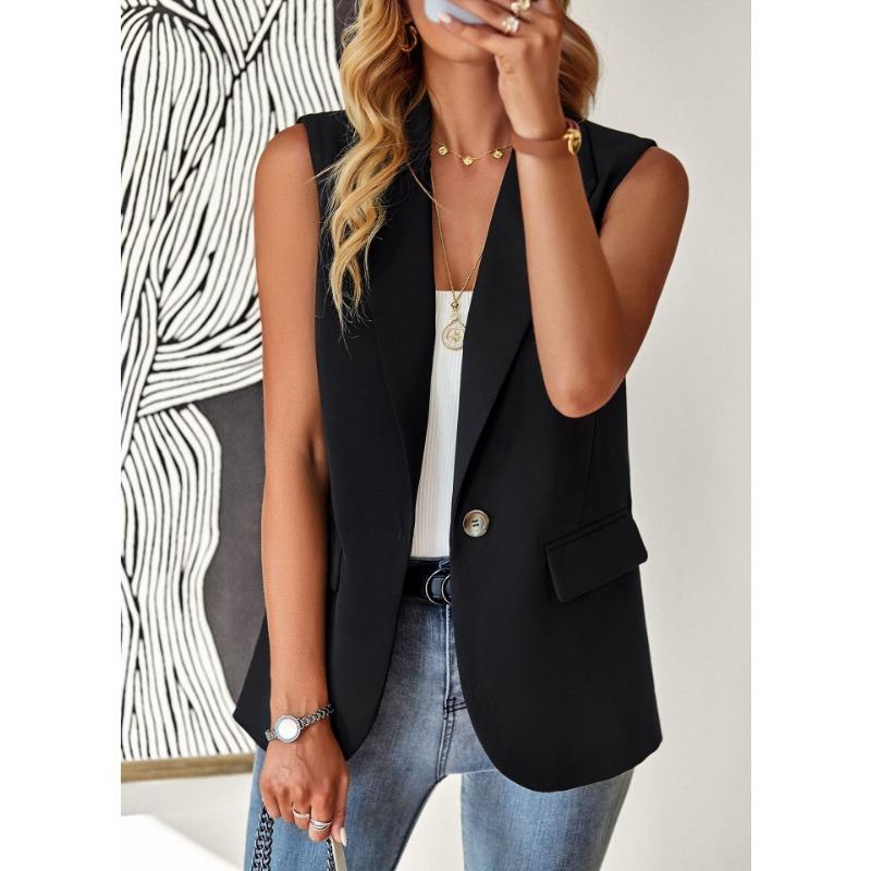 

Blazer Women s Spring and Summer Loose Temperament Commuter Sleeveless Suit Vest XL чорний