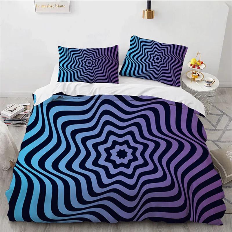 Spiral Swirl Bedding Set Psychedelic Bohemian Stylish Trippy Pattern Comforter Cover King Queen Mandala Geometric Duvet Cover