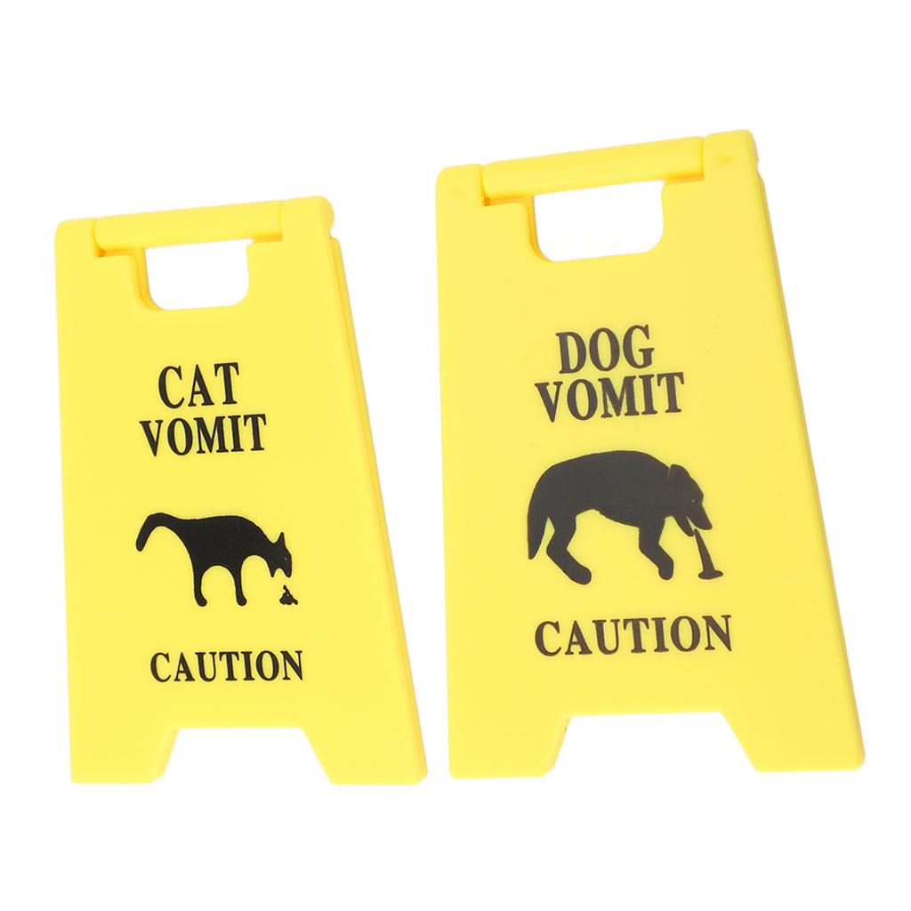 2PCS Cat and Dog Vomit Signs 4 Inch Cat Vomit Caution Sign Funny Cat Dog Warning Sign Decoration For Cat Dog Lovers Yellow
