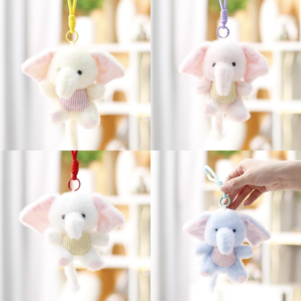 Soft Elephant Plush Doll With Keyring Kids Animal Toy For Childrens Gift