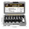 F26C Complete 14Pcs Hex Bit Impact Socket Set Suitable for 1/2"(12.5mm) Ratchet Wrenches and Power Tool Professional Tools