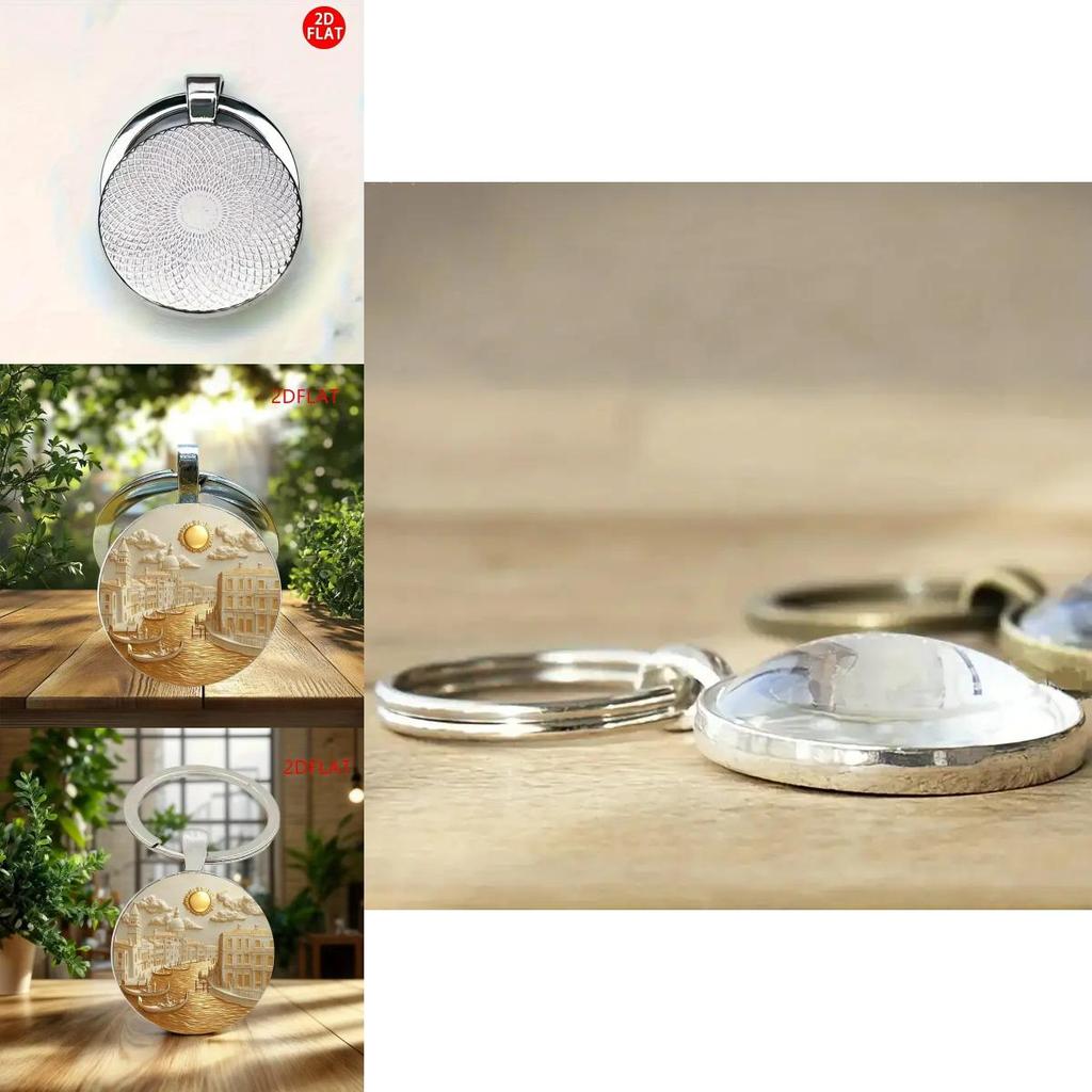 Anhänger Schlüsselanhänger aus Glas im Wasserkraftwerk-Thema mit Zinklegierungskonstruktion für Sammlergeschenk