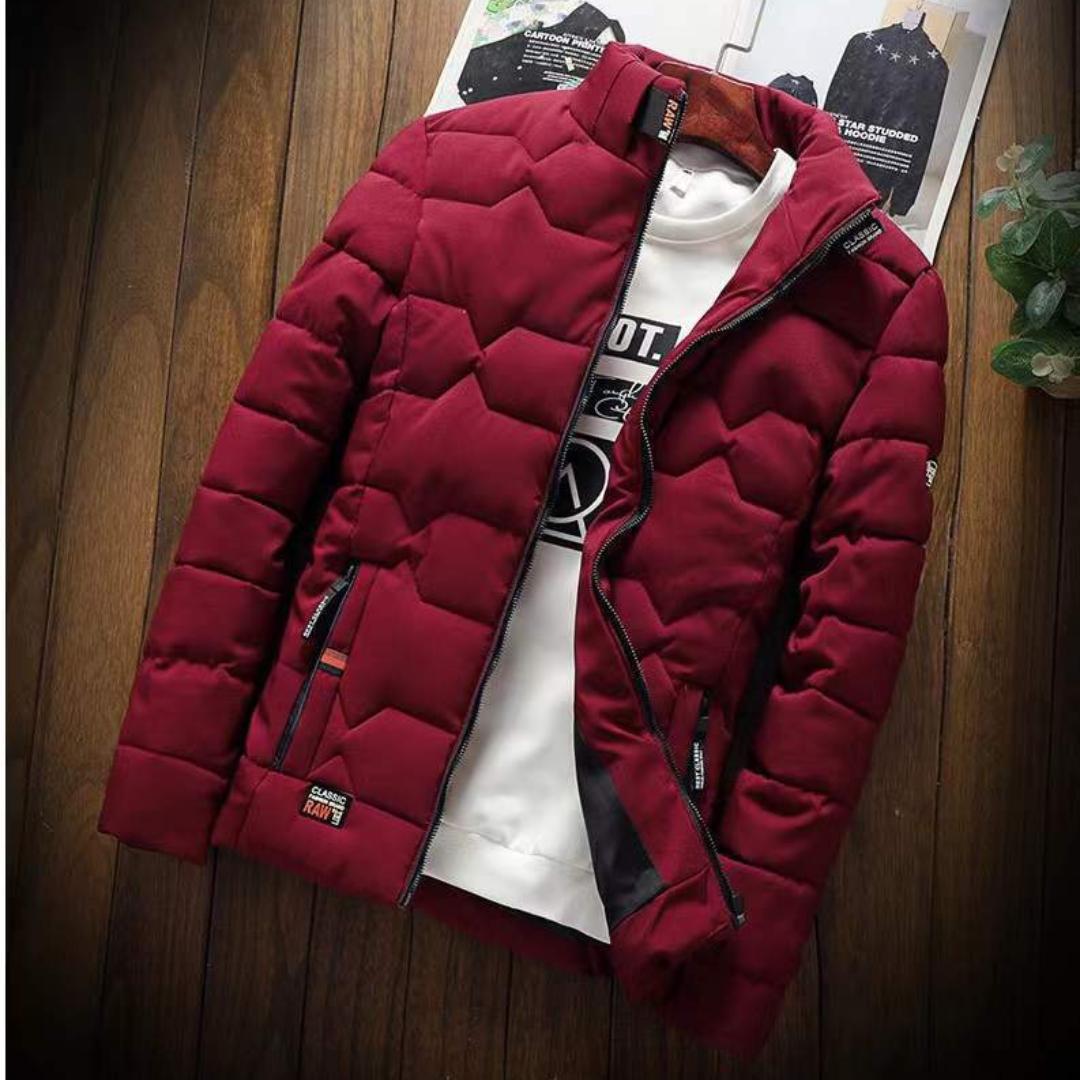 

Осенне-зимняя повседневная однотонная куртка с хлопковой подкладкой, мужская куртка с хлопковой подкладкой, теплое пальто M вино красного