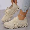 Fashion Women's Breathable Lightweight Running Shoes Plus Size Mesh Knitted Platform Sneakers Woman Fashion Non Slip White Tennis Shoes