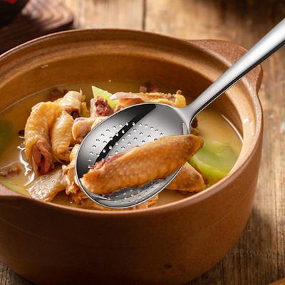 Yousheng Stainless Steel Slotted Spoon Serving Soup Rice Serving Spoon Mirror Polished Ladles Heat-resistant Handle Kitchen Utensil