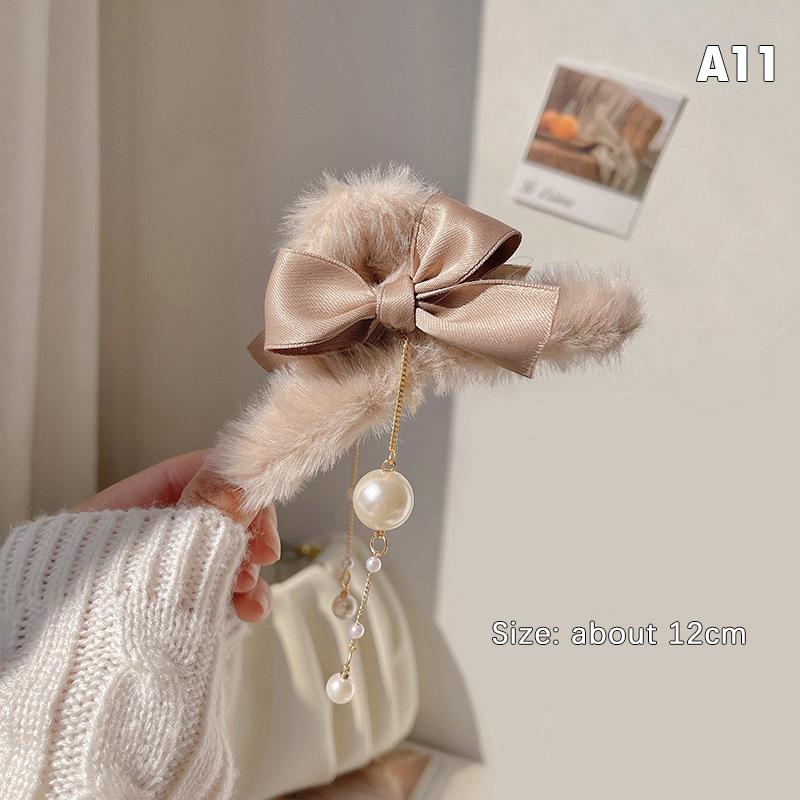 Plush Claw Bow Tassel Hairpin Best Claw Clips For Thick Hair Women Accessories