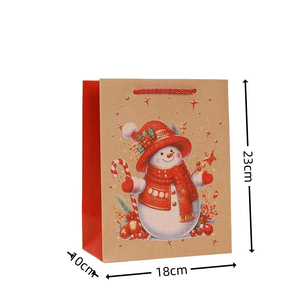 StoBag Kraft Christmas Gift Wrapping Bags for Sweets Santa Snowman Red Print Reusable Gift Packaging Bag Holiday Treat