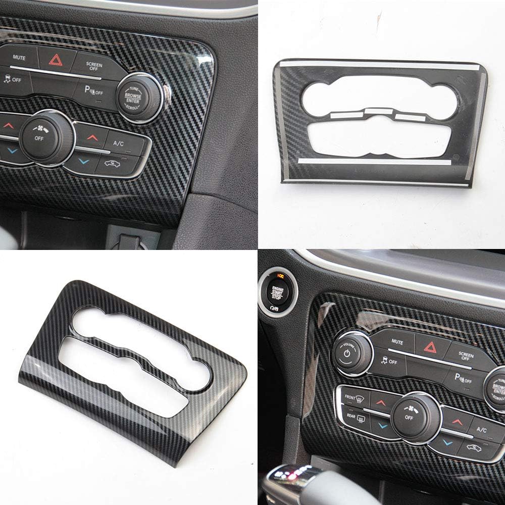 crosselec Carbon Fiber Central Control Air Conditioning A/C Panel Cover tirm for Dodge Charger 2015+ (Black)