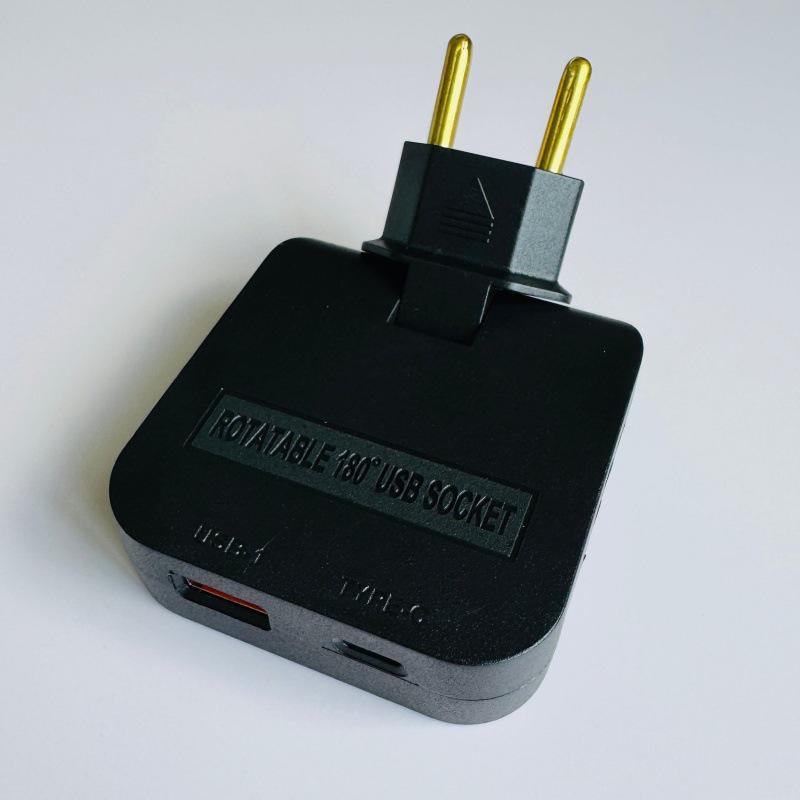 Ultra-Thin Type-C European Power Converter with USB - 3-in-1 Plug