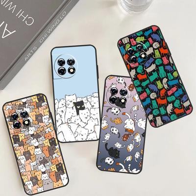 Cute Cartoon Cat Case For OnePlus 12 11 9 10 Pro 8T 9R 10T 10R 12R OnePlus Nord 2 2T N20 N10 CE 3 Lite Cover