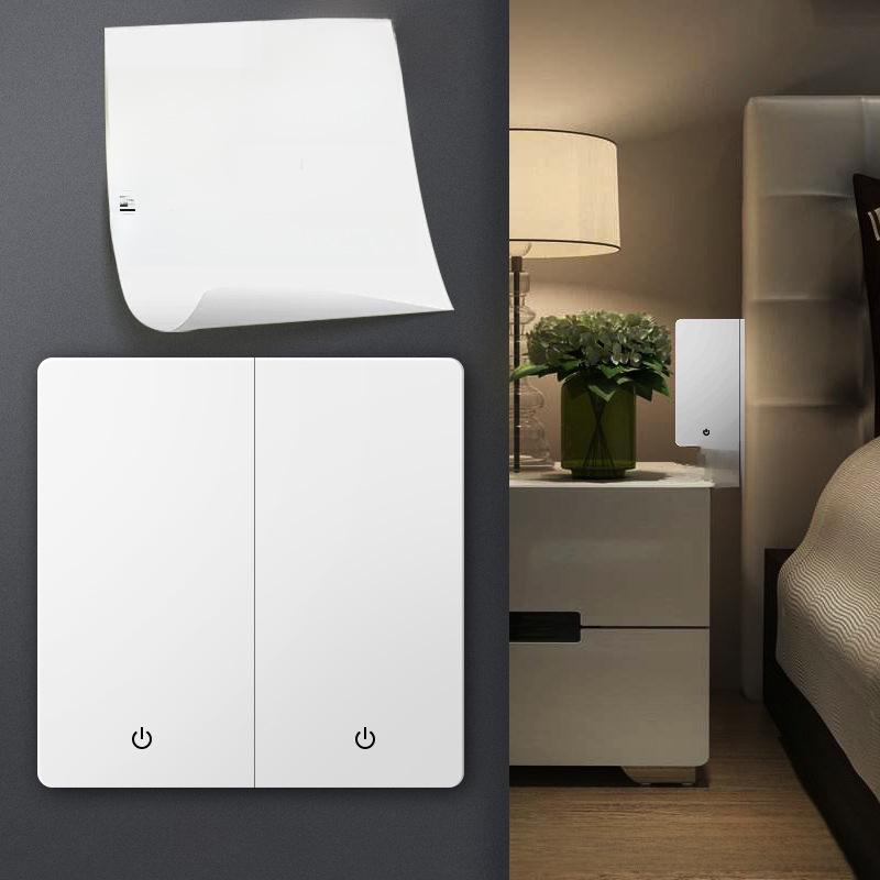 "Panou Comutator Basculant Wireless RF cu Control Dual cu Instalare Fără Lipire"