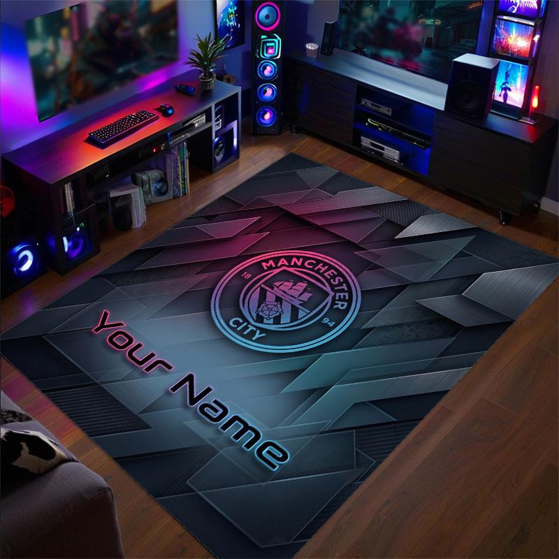 Crystal Velvet Rug Manchester City Print Custom Name Text Floor Mat Home Decor