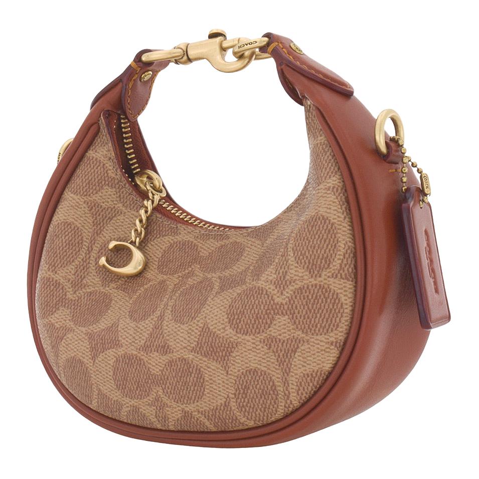 Coach Jonie 15 Top Zip Closure Faux Leather With Cowhide Mini Shoulder Crossbody Handbag Women Handbag Brown Yellow Red CR510-B4NQ4
