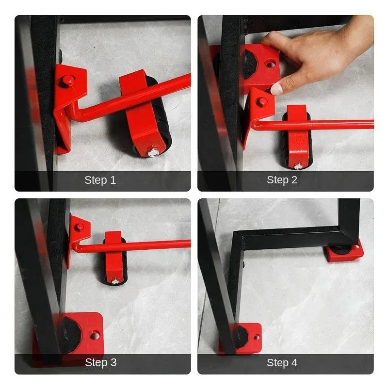 Heavy Duty Furniture Mover Set - 5pcs Multipurpose Roller Sliders for Effortless Lifting & Moving, Hardwood Floor Protector