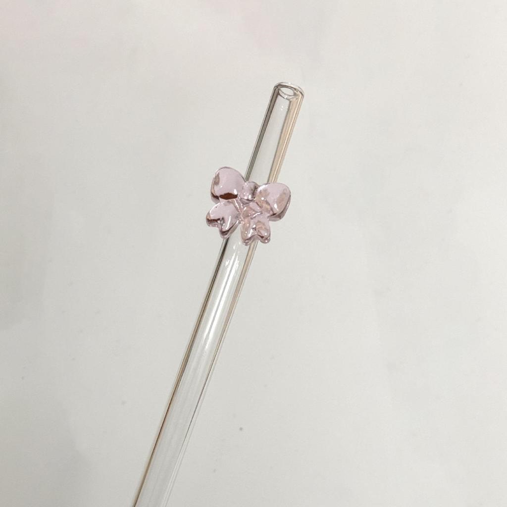 Transparent Bent Butterfly Glass Straw for Juice & Milk - High Temperature Resistant Stirrer