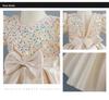 Mädchen Pailletten Satin Kurzarm Abendkleid - Puffiges High-End Geburtstagskostüm