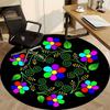 1pc Floral Mandala Design Chair Carpet for Office, Round Polyester Mat, Indoor Decor for Office, Easycare Fabric, Washable Non-slip Area Carpet