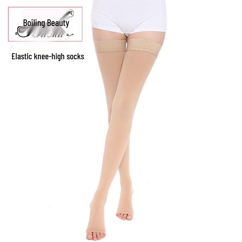 Level 2 Medical Compression Open-Toe Long Leg Sleeves - High Elastic, Slimming, Blood Circulation Support Socks.