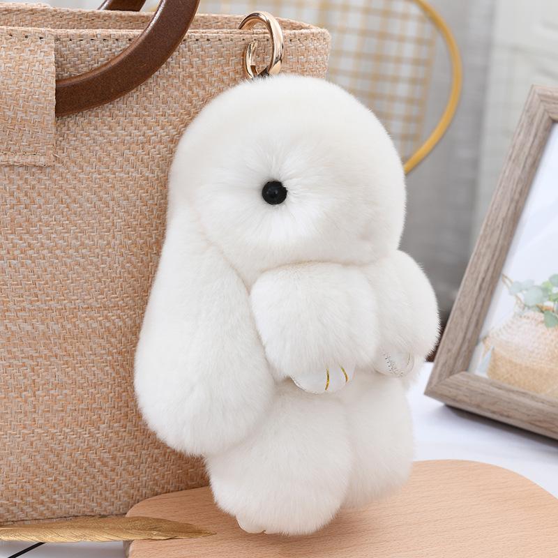 Three Model Size Rex Rabbit Fur Cute Fluffy Bunny Keychain Bag Toys Doll Lovely Keyring Pendant