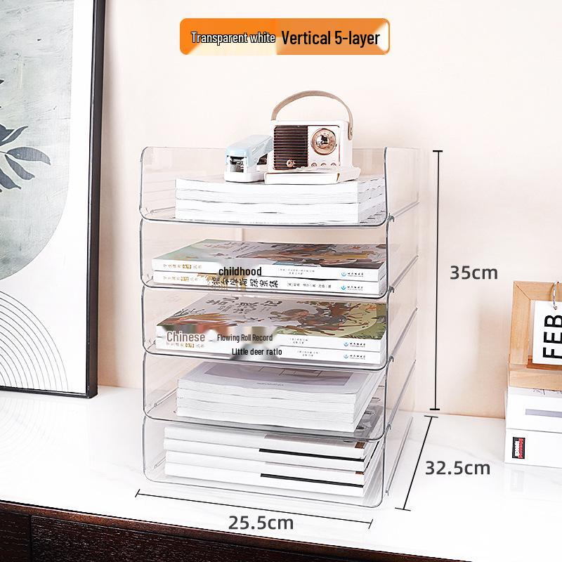 Acrylic Multi-Layer A4 Desktop Document Organizer - Transparent Stackable File Holder