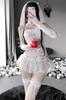 Sexy Maid Wedding Cute Lace Cute Costume for Beautiful Babydoll Lace Ribbon [SEXYTINE] 5-Piece Set Costume, Dress, Cosplay, Headband, Stockings,