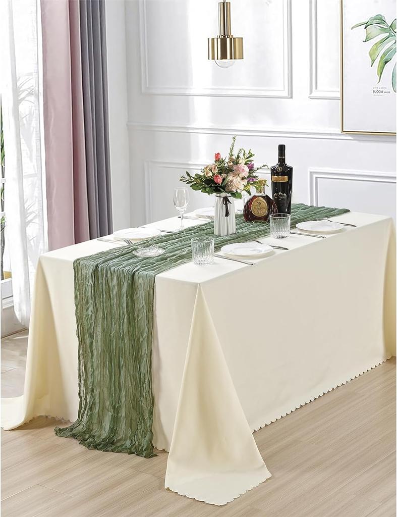 1PC Gauze Table Runner Cheesecloth Table Setting Dining Vintage Wedding Party Christmas Banquets Arches Cake Decor