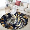 Golden Zebra Round Area Rug,Carpet Rug for Living Room Bedroom Sofa Playroom Decor,Non-slip Floor Mat