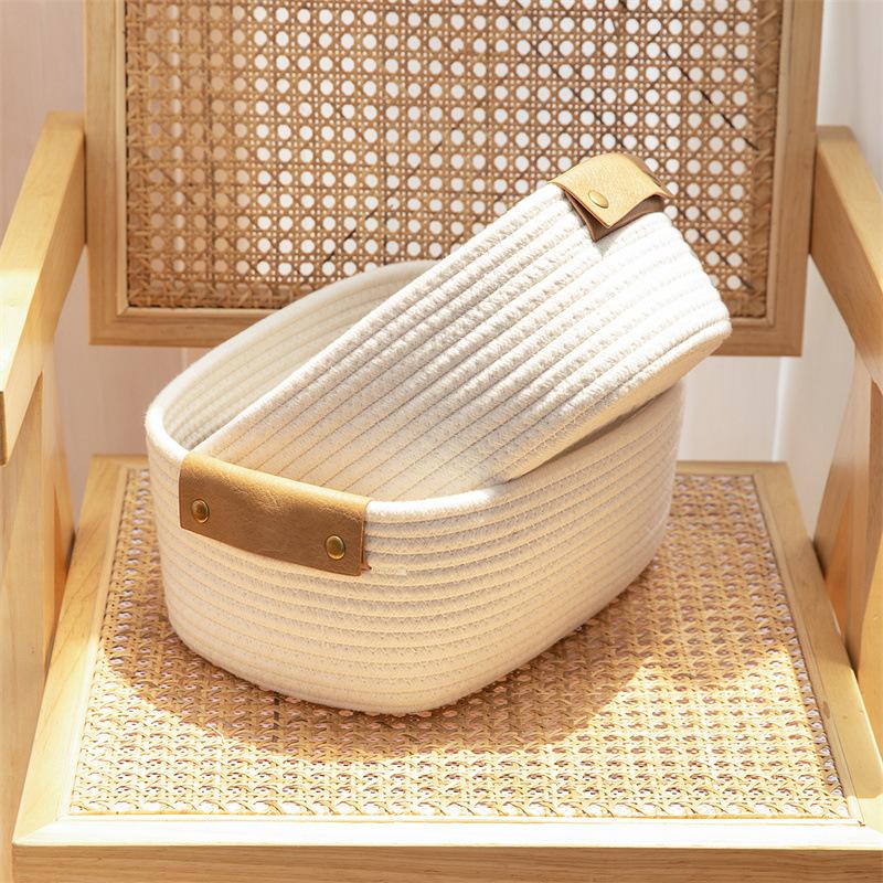 1pcs Eco-Friendly Cotton Rope Desktop Storage Basket Home Living Room Bedroom Cosmetic Snack Toy Organizer Storage Basket