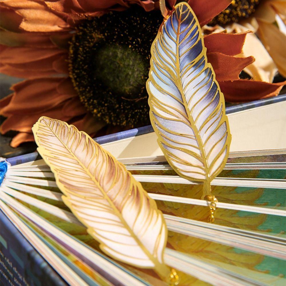 Metal Chain Feather Bookmark Page Clip Pendant Bookmark Aesthetic Vintage Book Clip  Book Lovers