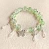 Korean Ins Pink Crystal Butterfly Pendant Beaded Bracelet For Women Girls Sweet Beaded Chain Bracelet Jewelry Gifts